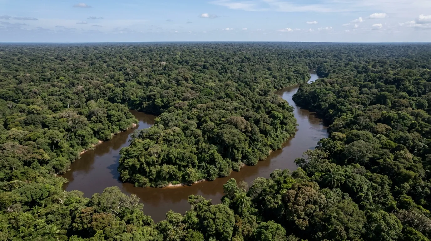 Drone sobrevoando área florestal para monitoramento