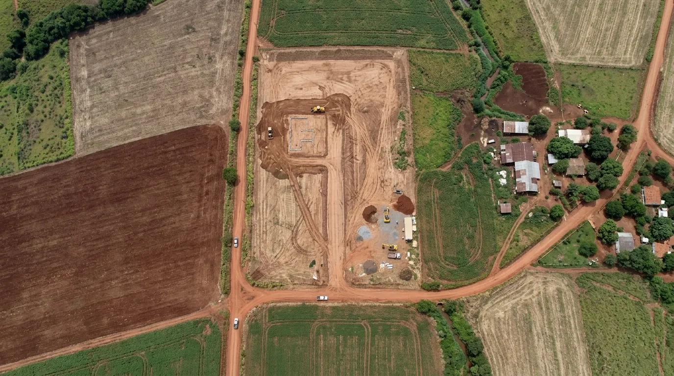 Ortomosaico aéreo de área mapeada por drone